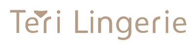Logo for Teri Lingerie in beige text on a light background, with a small triangle shape replacing the dot above the letter i in Teri.