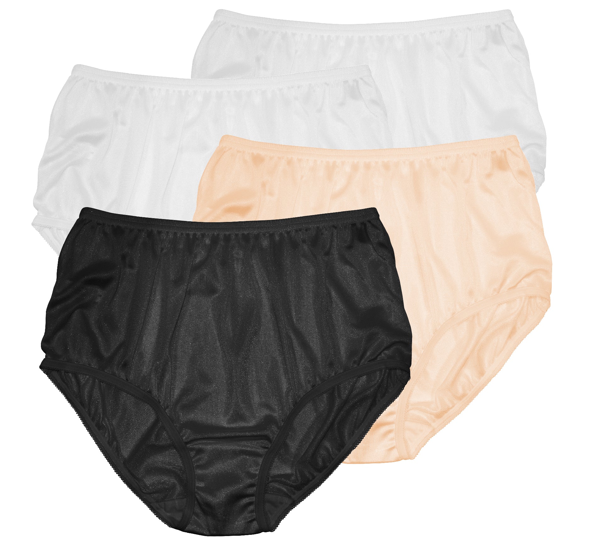 Classic Nylon, Full Coverage Brief Panty Neutral Color 4 Pack (Plain Jane)