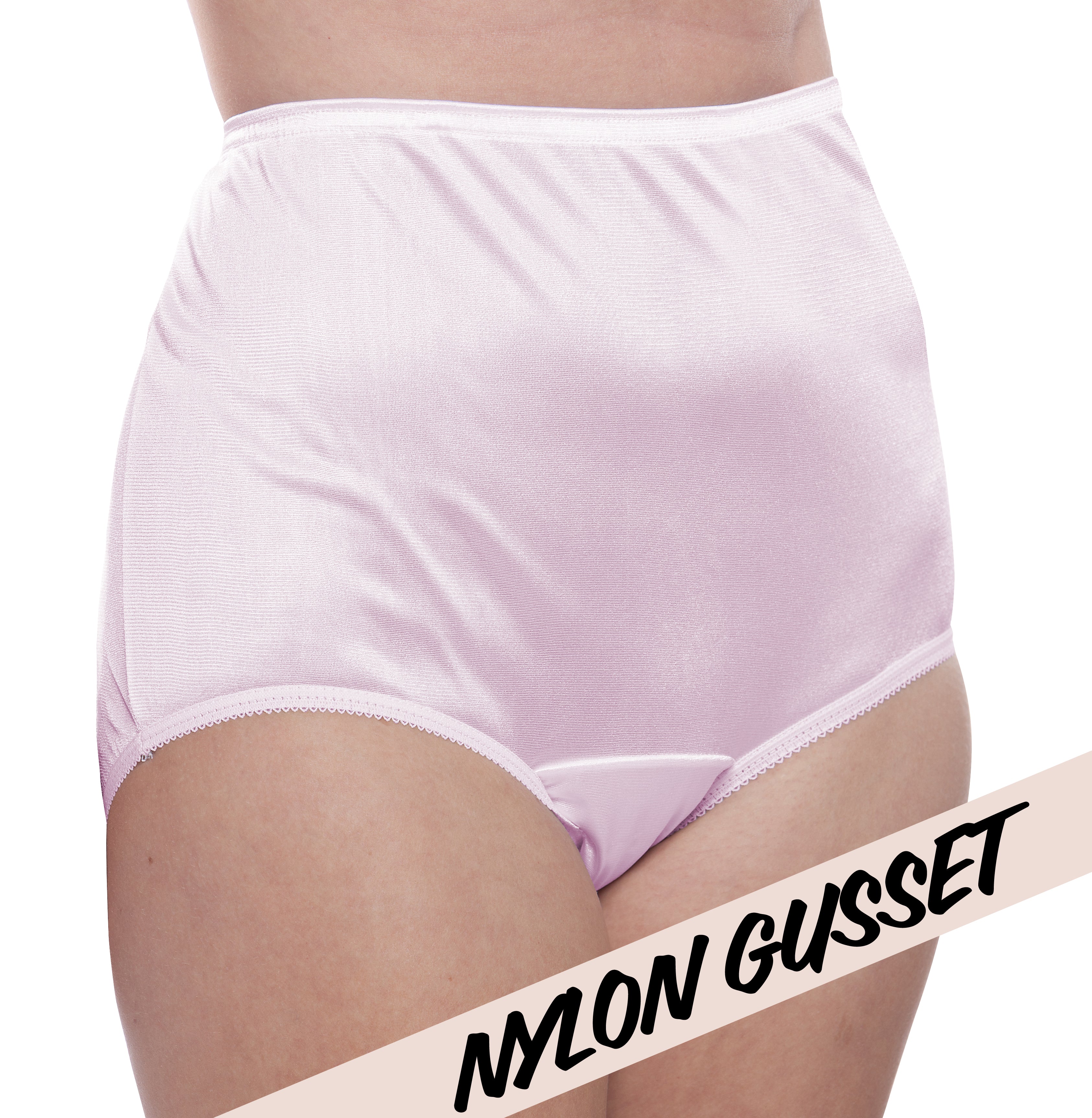 NYLON GUSSET Nylon Brief Panty (Style 331/Plain Jane) 4 Pack in Lilac
