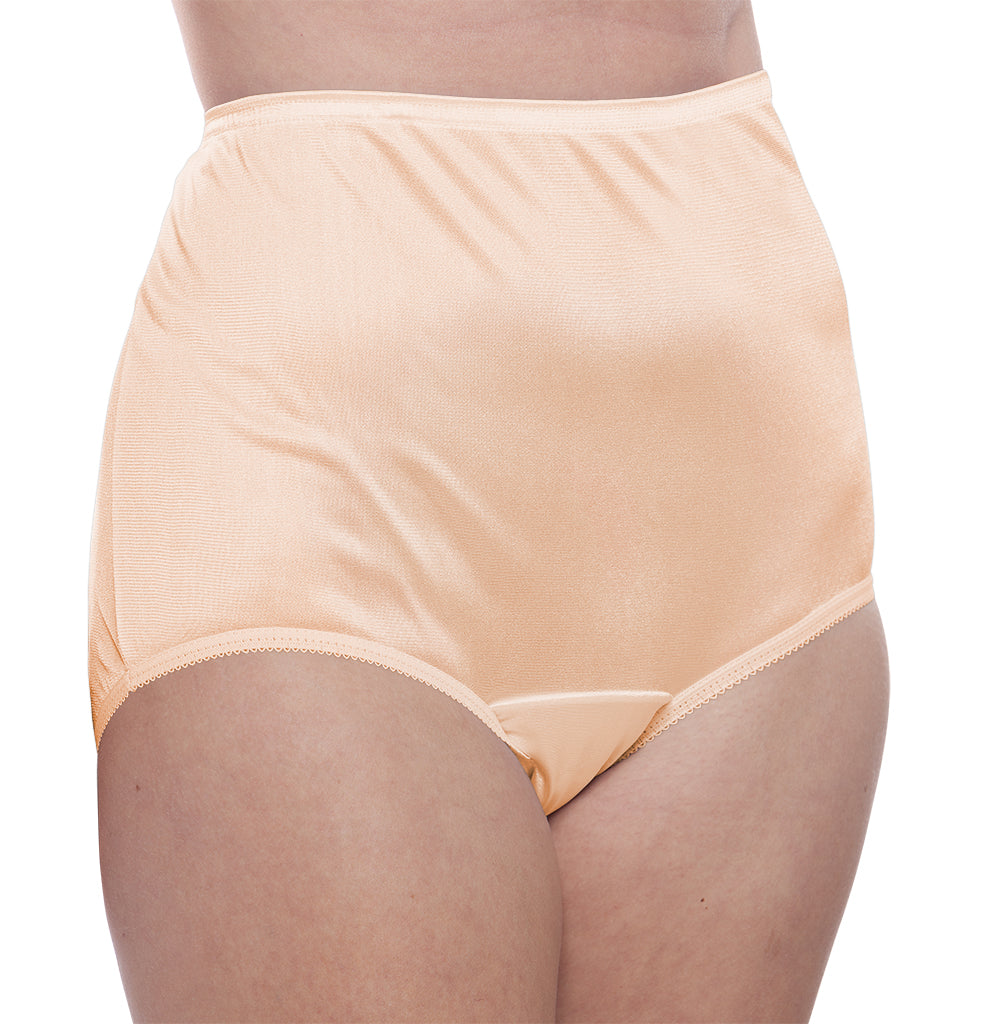 Classic Nylon, Full Coverage Brief Panty White and Beige 4 Pack (Plain Jane)