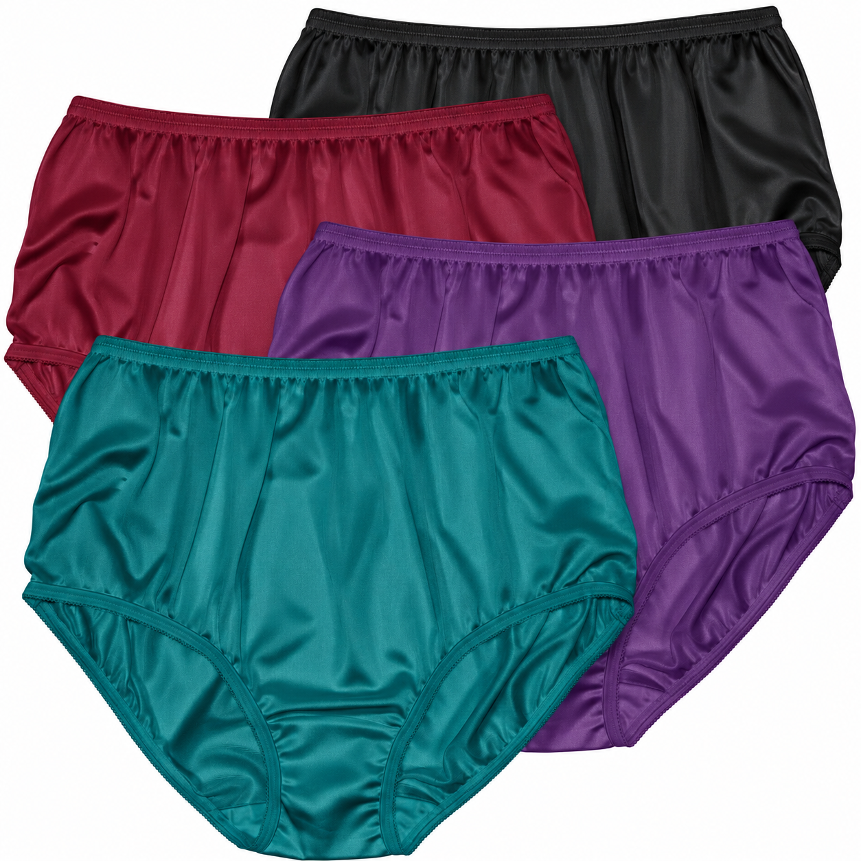 Teri Plain Jane 331 Jewel Tones 4-pack in black, wine, teal and purple.