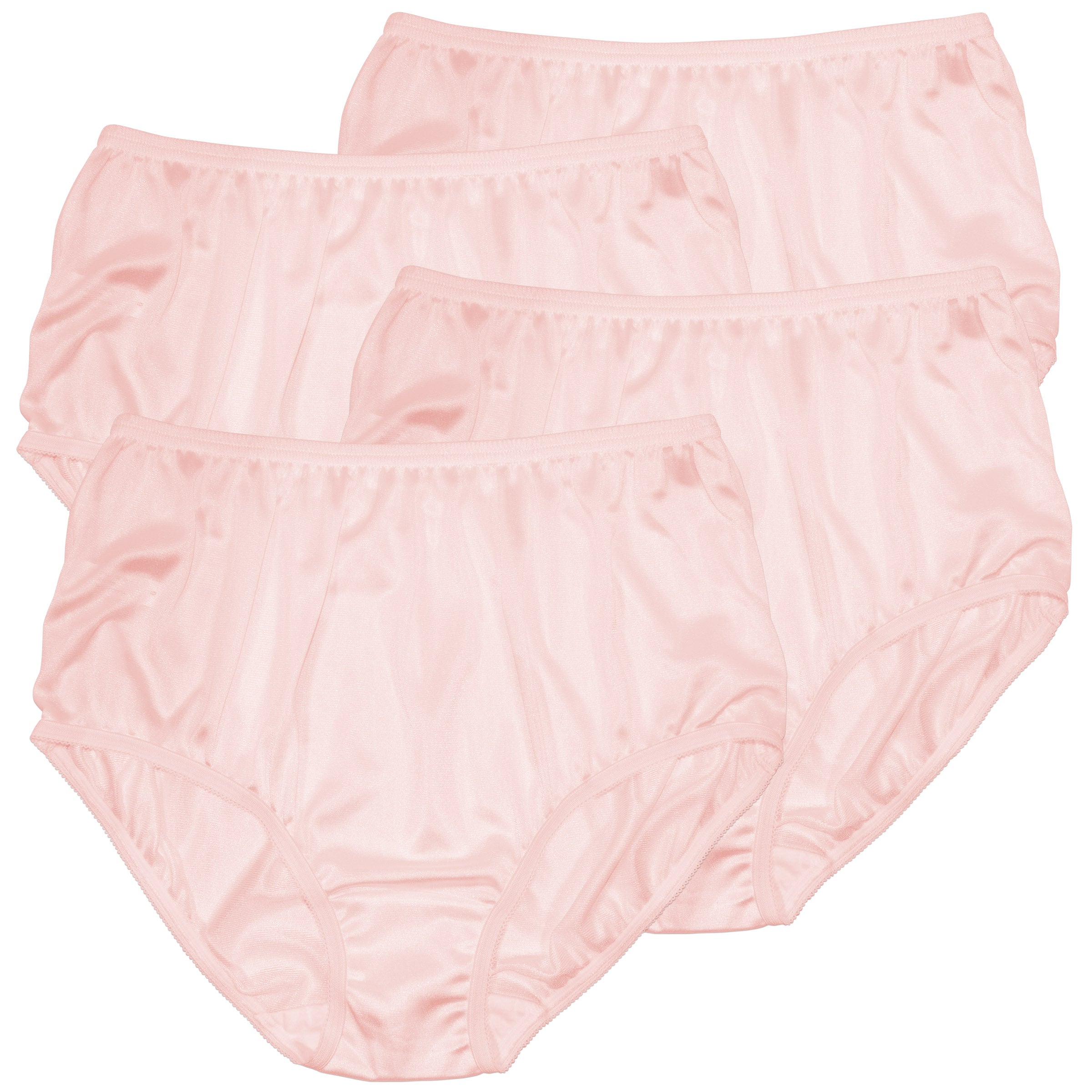 Classic Nylon, Full Coverage Brief Panty Pink 4 Pack (Plain Jane)