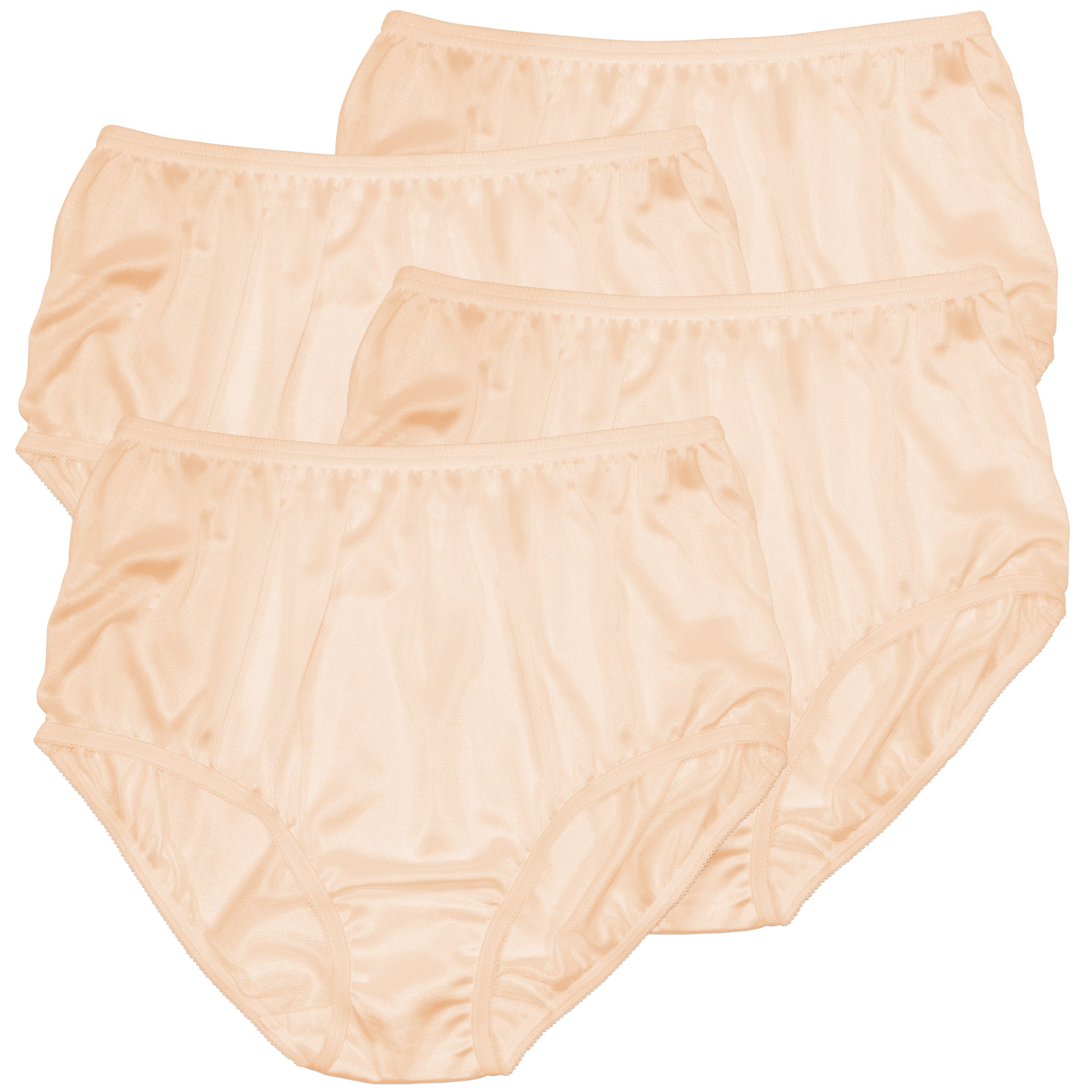 Classic Nylon, Full Coverage Brief Panty Beige 4 Pack (Plain Jane)