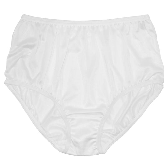 Classic Nylon, Full Coverage Brief Panty White 4 Pack (Plain Jane