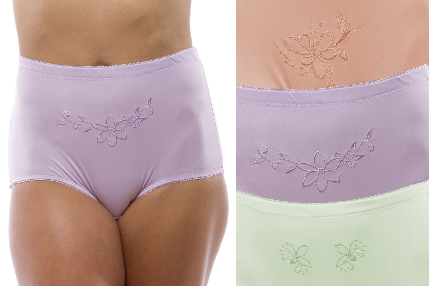 Comfortable Microfiber Panty with Embroidery -  Three pack